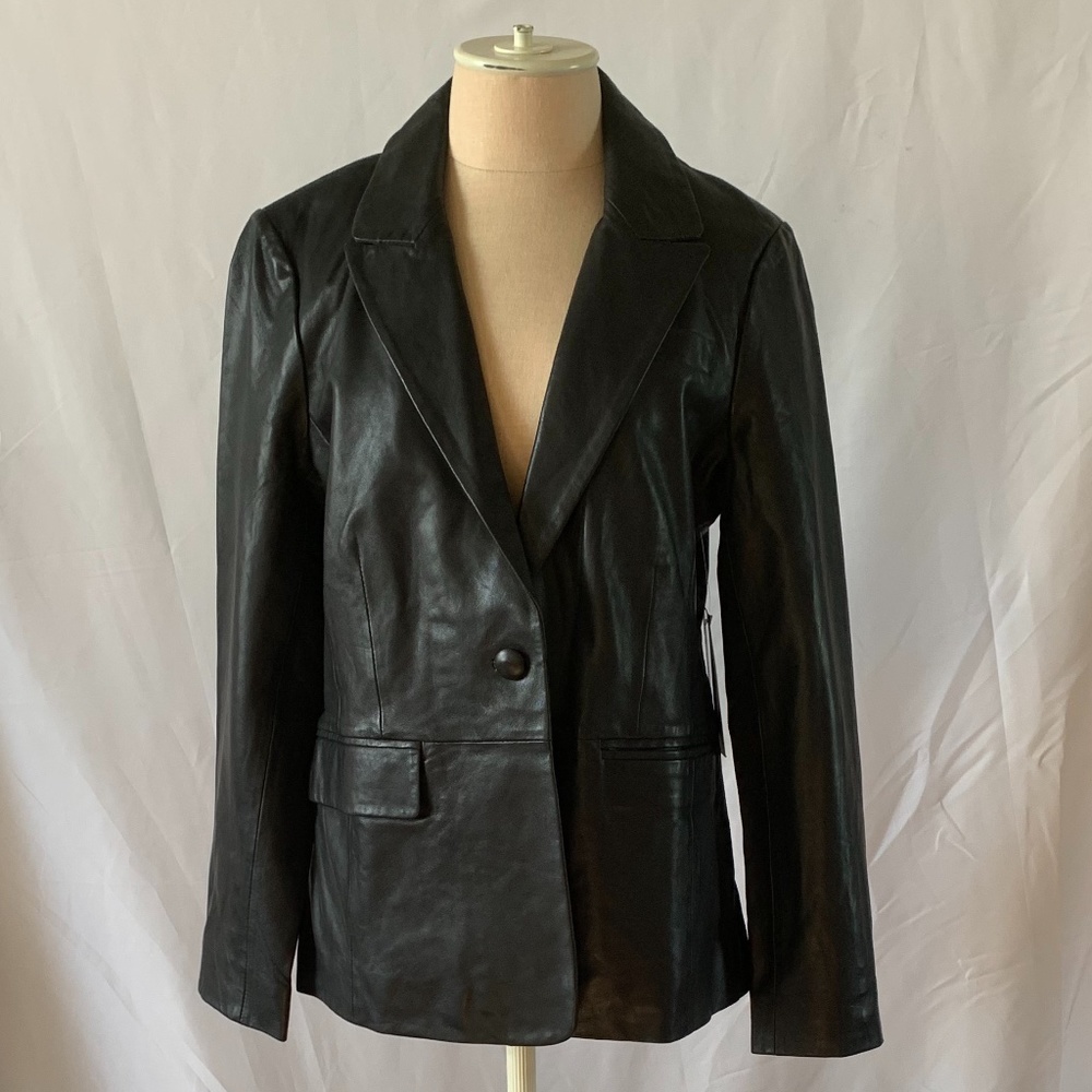 Bagatelle Leather Single-Button Blazer